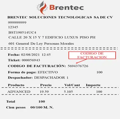 Facturacion Servicio Izvaroco Ticket de ejemplo