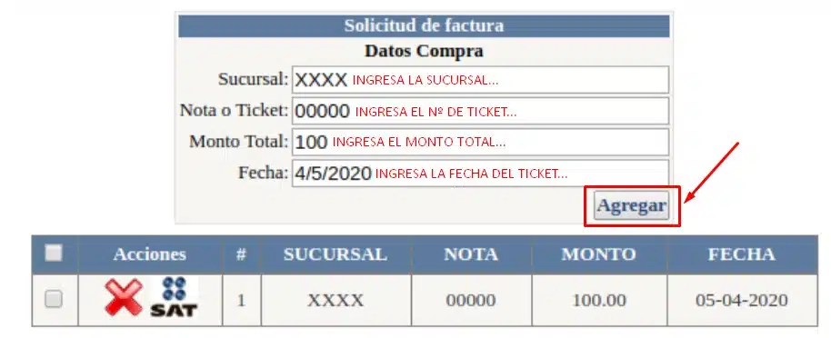 Facturacion Del Rio Datos del ticket