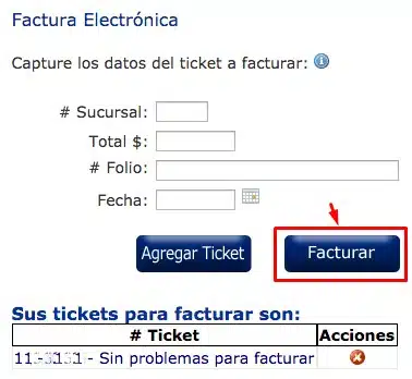 Facturar Circulo K Datos del Ticket