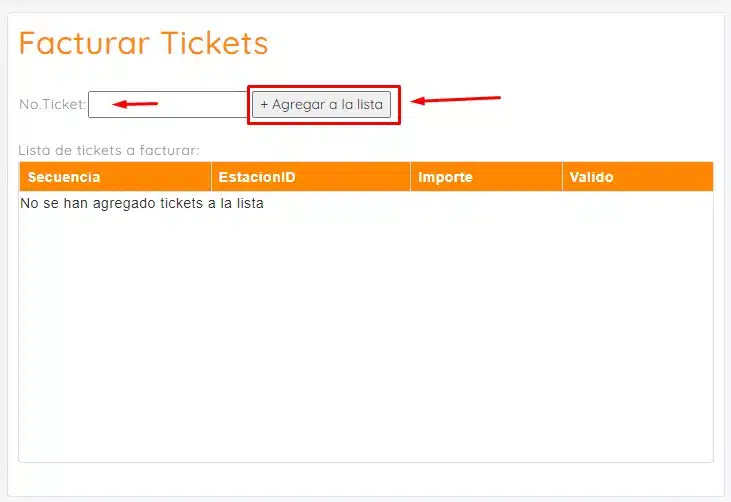 Facturacion BipGas Datos del ticket