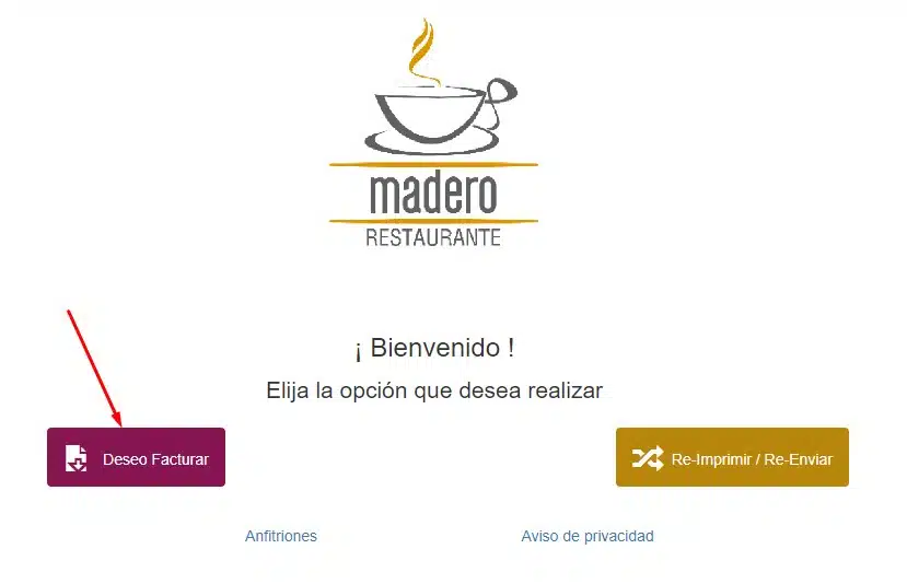 Facturacion Restaurante Madero Deseo facturar
