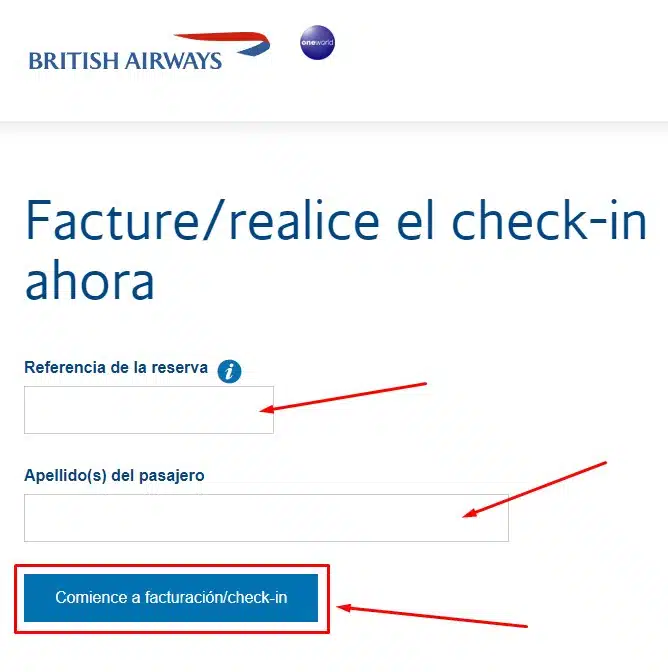 Facturar British Airways Realizar Ckeckin