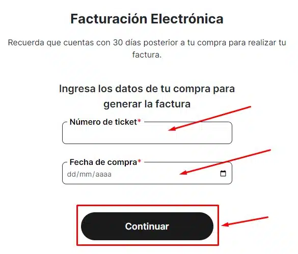 Facturar Innovasport Datos del ticket
