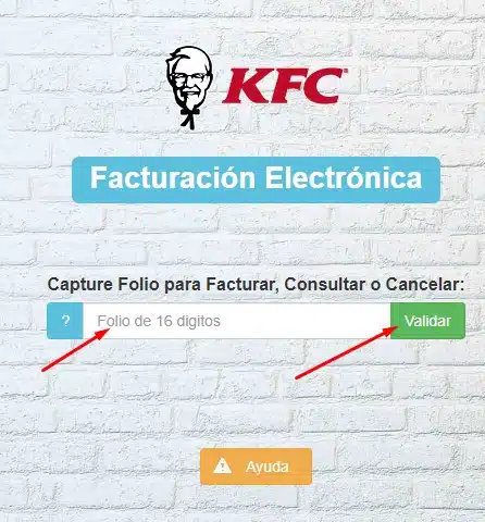 Facturar KFC Monterrey Folio